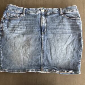 Torid Denim Feel The Fit Skirt Size 22 stretch 5 pocket jean blue
